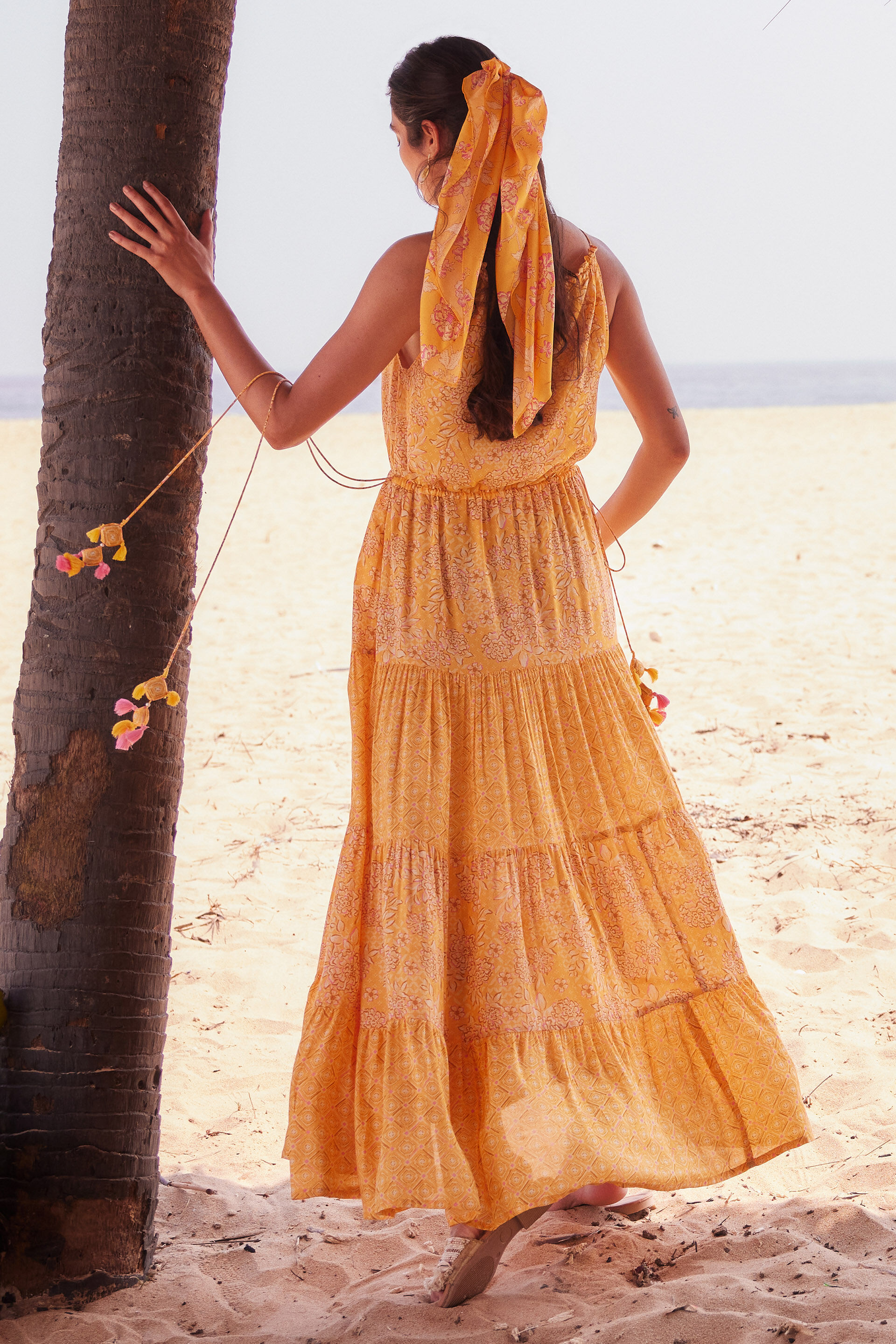 Summer Phool Maxi Gown, Mustard, image 4